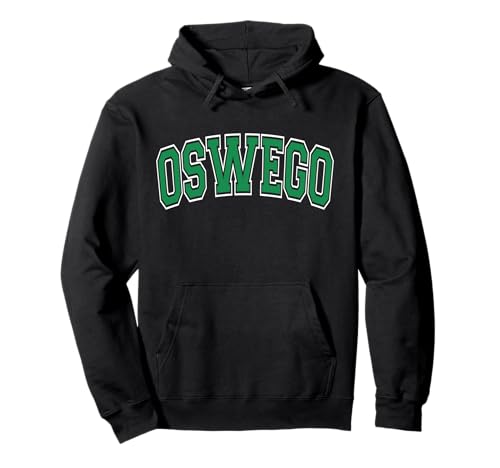 Oswego Arched Green Text Pullover Hoodie