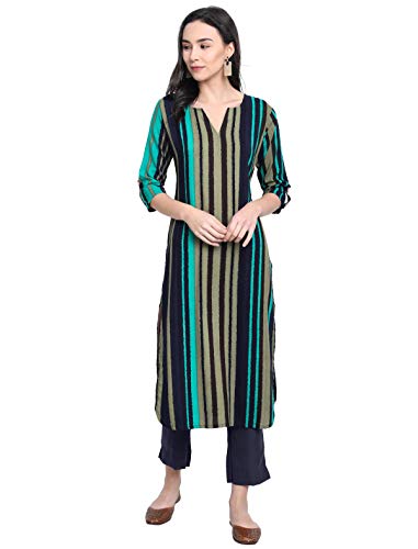 Image of 1 Stop Fashion Women's Viscose Rayon Multi Color Printed Straight Kurta