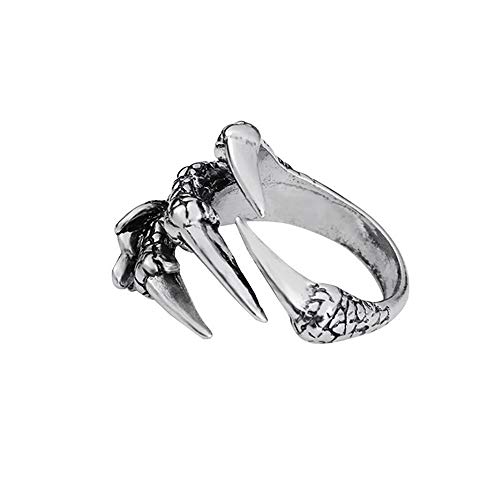 Adjustable Opening Dragon Claw Ring for Women Men's, Vintage Eagle Claws Rings Silver