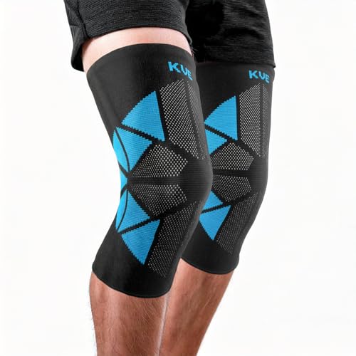 Image of KUE Knee Compression Sleeve Support for Men & Women | Pain Relief, Injury Recovery, Sports, Running, Gym, Cycling, Workout | Knee Brace for Joint Support (XL, Black, Pack of 2)
