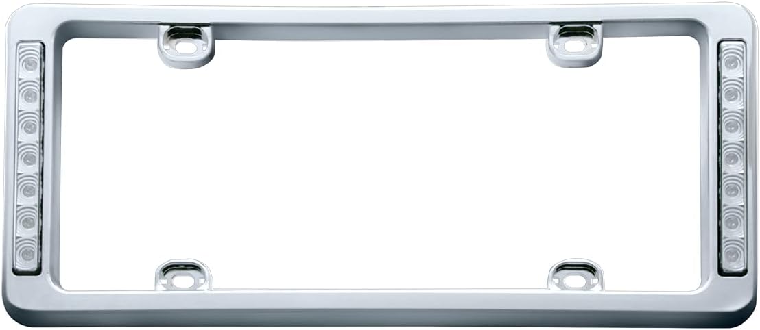 United Pacific 50121 Chrome License Plate Frame W/Two 7 White Led Reflector Light Bar - Clear Lens