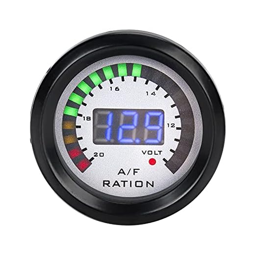 52mm Car Air Fuel Ratio Gauge LED Blue Digital AFR Gauge Kit for 12V 4/6/8 Cylinder Gasoline Vehicle Digital Air Fuel Ratio AFR Gauge Kit