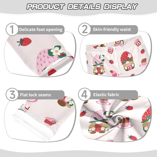 Girls Leggings Cute Pink Strawberry Cake Gnomes Toddler Girls Clothes Leggings for Girls Toddler Girls Leggings 3-4T3