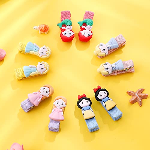 Disney Princess Hair Clips Disney Princess Hair Ties 10Pcs Mermaid Snow White Cinderella Hair Barrettes Accessories Gift For Girls Student #TOP2