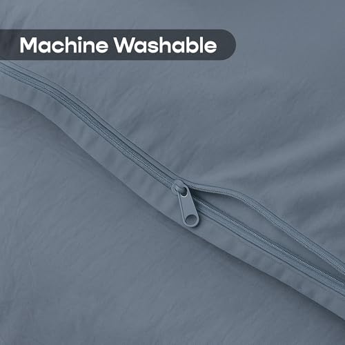 Image of SleepyCat Duvet Cover, 100% Cotton 200TC Percale Combed Yarn, with Corner Ties & Coconut Button Closure, Oeko-TEX & AZO Free, (Single Size, 90x100 inches) Twilight Blue