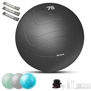 HAPBEAR Exercise Ball (22”/26”/30”) – Anti-Burst Slip-Resistant Yoga/Pilates Ball for Core Training & Posture Improvement, Home Gym/Rehab/Pregnancy Ball, Quick Pump & 3 Resistance Bands Included