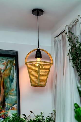 Image of Prop It Up Jute Pendant Light, 21 cm Diameter, Warm Yellow Glow Bulb Not Included