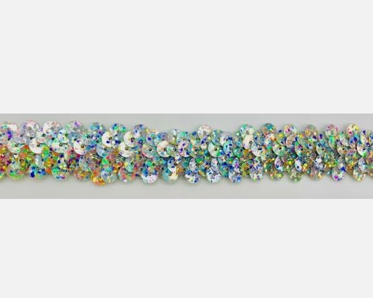 Generic 1 Pcs 3/4"" Silver Spotlight 2 Row Stretch Sequin Trim for Decorative 12 Yards - Rk8