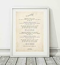 In the style of a classic note pad lyric sheet Produced using high quality satin finish giclee paper 280gsm Ideal for mounting and framing The print will have a thin white border PLEASE NOTE: All prints are sold UNFRAMED
