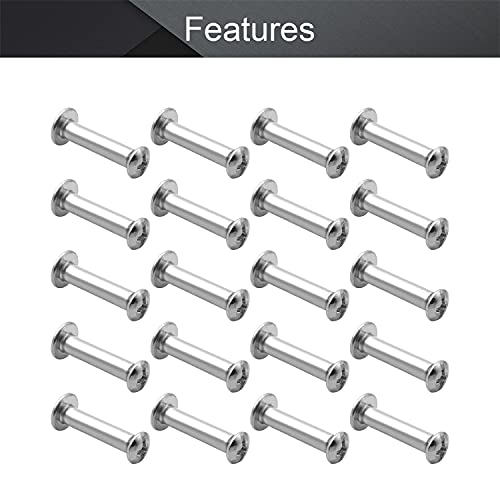 Mromax M3 Binding Screw, M3 X 16Mm Nickel Plated Carbon Steel Cross Head Chicago Screw Binding Post Screw Kit For Diy Leather Decoration And Scrapbook And Photo Albums Bookbinding 20Pcs #TOP2