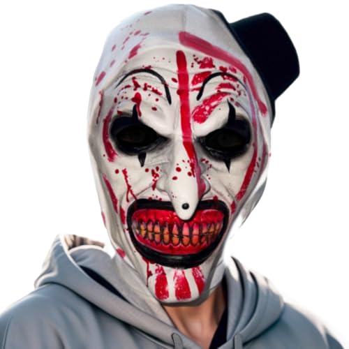Adorling Máscara de Payaso de Terror Premium de Látex y Tela con Efecto Sangre - Máscara Terrifier Realista para Adultos, Halloween y Fiestas de Terror