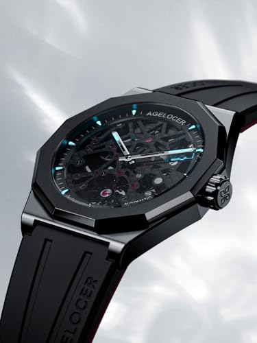 Image of AGELOCER Automatic Watches for Men Original Design, Waterproof Sports Mechanical Watch, Skeleton Men's Watch with Luminous Reading Gift