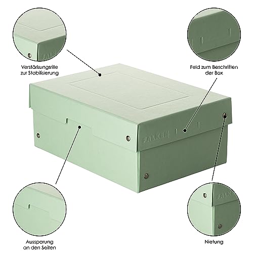 Original Falken PureBox Pastell. Made in Germany. 100 mm hoch DIN A5 grün. Aufbewahrungsbox mit Deckel aus stabilem Karton Vegan Geschenkbox Transportbox Schachtel Allzweckbox