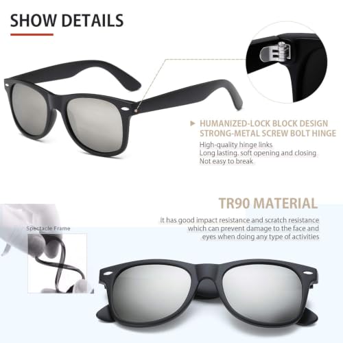 Image of FEIDUSUN Sunglasses Men Polarized Sunglasses for Mens and Womens,Black Retro Sun Glasses Driving Fishing UV Protection