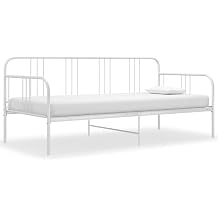 Sofa Bed Frame White Metal 90 x 200 cm, Multifunctional Day Bed Frame Furniture for Guest Room, Robust Single Bed with Headboard, Sturdy Platform Base