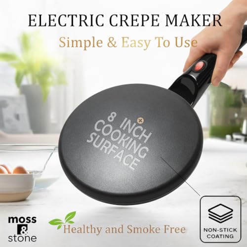 Image of Moss & Stone Black Electric Crepe Maker, 8 inch Portable Nonstick Crepe Pan (Pack of 3)