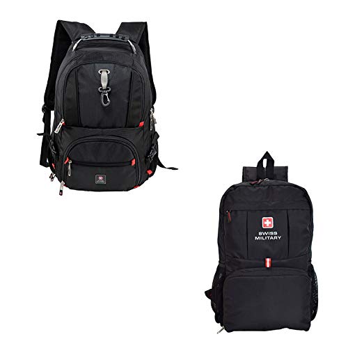 Swiss Military Combo of Laptop Backpack, Travel Backpack for Men, Women, Kids, Bagpacker Bag for Men, Black, 31L, 1 & Foldable Backpack, Space Saving Design, Lightweight Foldable Bag, 13.2L, Black, 1 (B092JG7DLH) Amazon Price History, Amazon Price Tracker