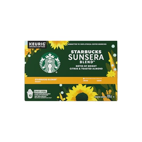 STARBUCKS SUNSERA BLEND, Blonde Roast Keurig Coffee Pods, K-Cups, Smooth Blend Arabica Coffee, Light Roast, Citrus & Toasted Almond Notes, 120 g