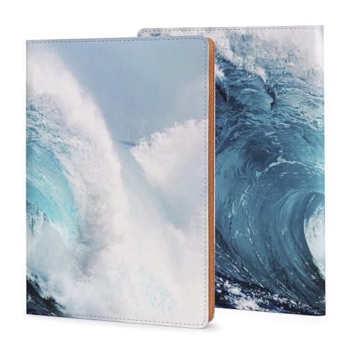 Couverture de carnet A5 résistante à l'usure Ocean Waves, protège-cahier réutilisable en similicuir
