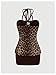 Verdusa Women's Leopard Halter Mini Dress Y2k Western Bodycon Dresses Club Outfits Brown Large
