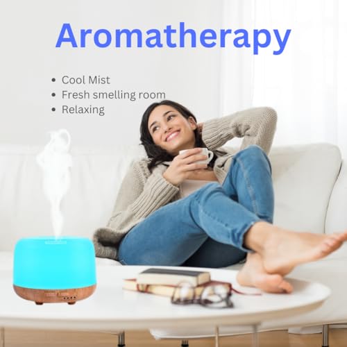300ML Essential Oil Diffuser Humidifier Aromatherapy Ultrasonic Air Vapouriser Scented Fragrance with Remote, Mist Modes, Automatic Off and 7 LED Lights for Home Office Sleep (Yellow) AZULON - Image 5