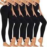Hi Clasmix 5 Pack Leggings for Women Black S-M-High Waisted Tummy Control Soft Casual Workout Black Yoga Pants with Pockets
