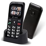 Olympia Bella+ Seniorenhandy ohne Vertrag mit großen Tasten & Ladestation | Senioren Smartphone 4G | Tastenhandy mit Kamera, SOS-Taste, Bluetooth, Radio & 1,77' Farb-LC-Display | Schwarz