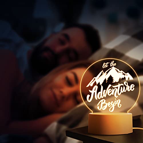 Engagement Gifts For Couples – Let The Adventure Begin Engagement Gift For Her/Him Night Light, Engraved Night Light Presents For Newlyweds, Husband Wife Romantic Gifts For Wedding #TOP2
