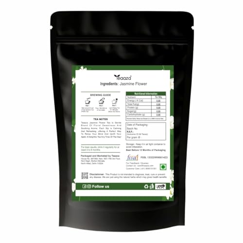 Image of Teaaza Jasmine Tea | 100gm-100 Cups, Promotes Good Sleep, Stress Relief | Improves Immunity | Soothing Tea for Relaxation | For Glowing Skin | Jasmine green tea loose