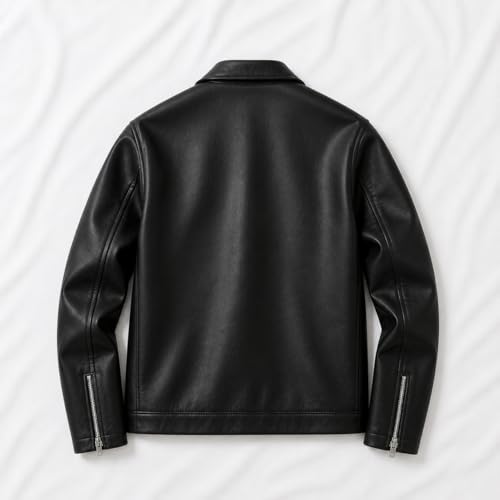 Image of Men's Faux Leather Jacket | Premium PU Leather Casual Winter Jacket for Men | Stylish Zip-Up Streetwear Biker Outerwear for Travel Party Riding Daily Wear
