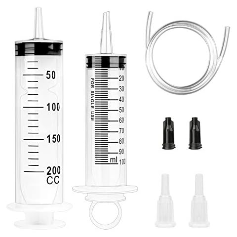 2 Stücke Spritze 100+200ml Spritze mit Schlauch Dosierspritze Ölspritze Plastikspritzey für den Flüssigkeitstransfer Spritzen für Experimente… Cover