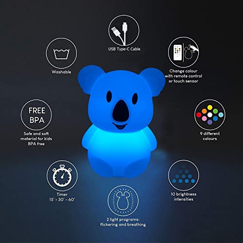 Lámpara de noche koala para niños silicona tamaño medio miniatura 3