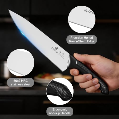 Image of imarku 14-Piece Knife Set with Block and Built-In Sharpener, Black
