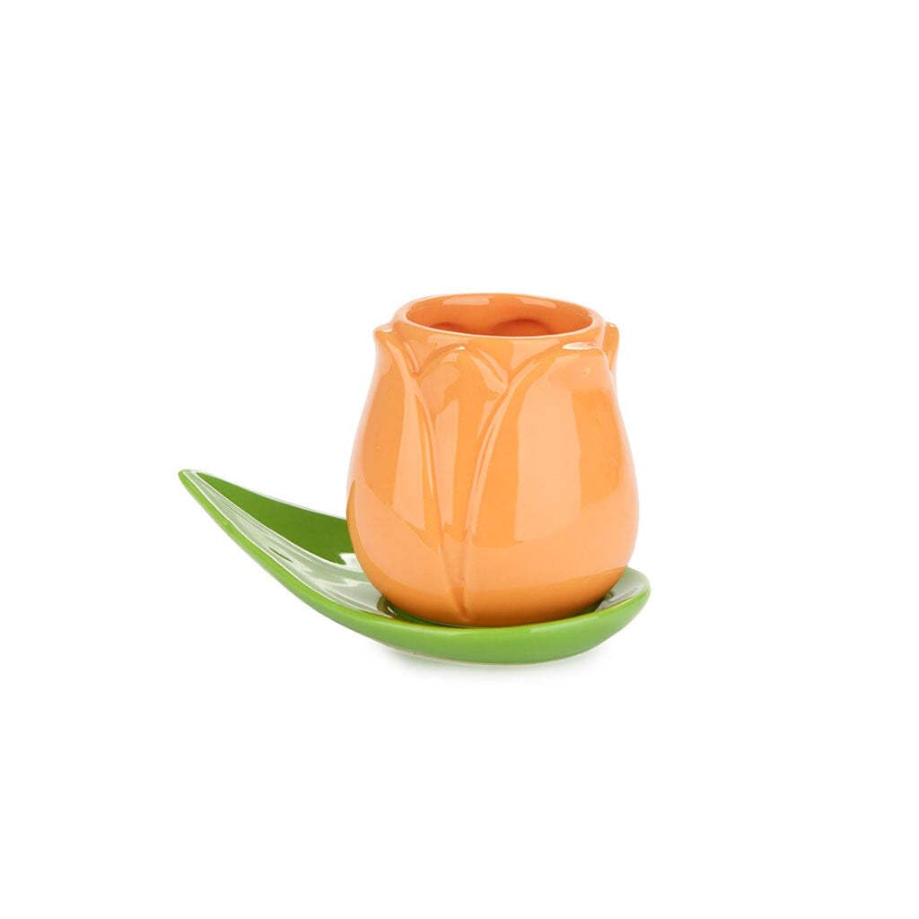 Balvi Set Tazas café Tulip Color Blanco/Amarillo/naraja/Rosa 4 Tazas con Forma de tulipán y 4 Platos