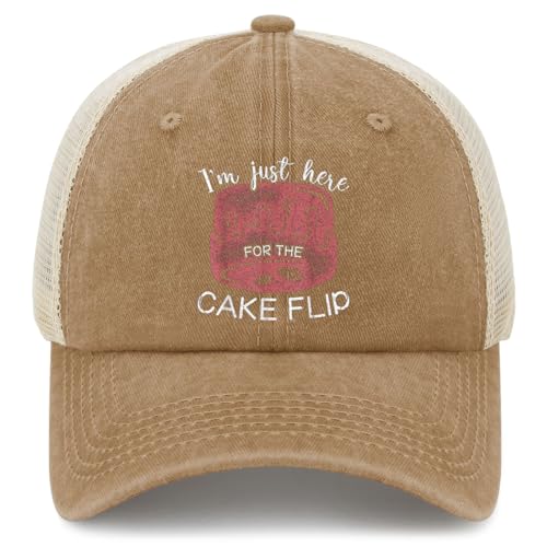 Funny Cake Flipping I’m Just Here for The Cake Flip Hats for Men Fashion Washed