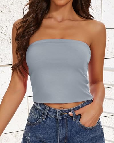 Image of Summer Tube Tops Basic Crop Tops for Women Strapless Tank Casual Tunics Sexy Short Shirts 2026