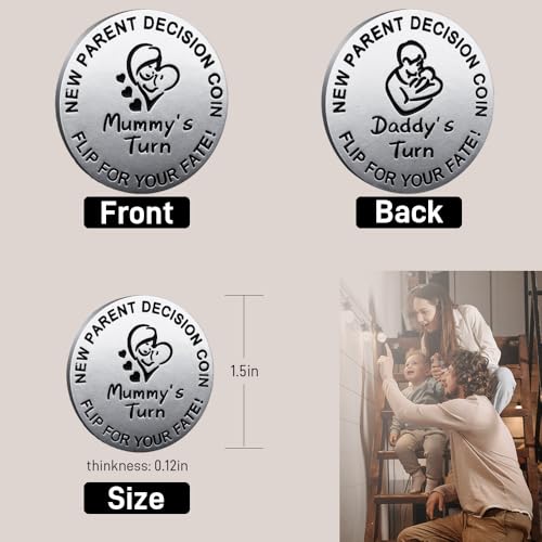 Image of New Parent Decision Coin Funny Pregnancy Gifts for First Time Moms Dads, Cute New Parents Gift Mommy Daddy Couples Gift Ideas, Gag Gift for Shower Birthday Fathers Day,Silver