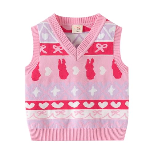 Girls Boys V Neck Sweater Vest Cute Cherry Pattern Knit Waistcoat Pullover Sleeveless Sweaters for 1-8 Years