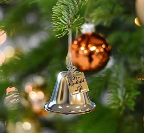 Rayaongly Silver Plated Christmas Bell Ornaments For Xmas Tree Wedding Anniversary Decoration Pendants With Angel Wings Charms (Wonderful Life Small Bell) #TOP2