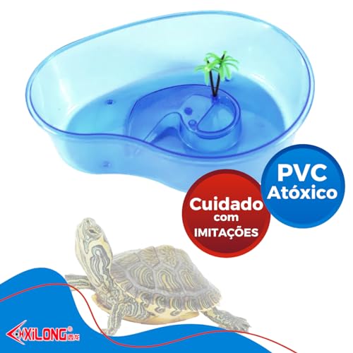 Aquario Para Tartaruga Ilha com Coqueiro e Rampa - Cód.d5p5 (Médio)