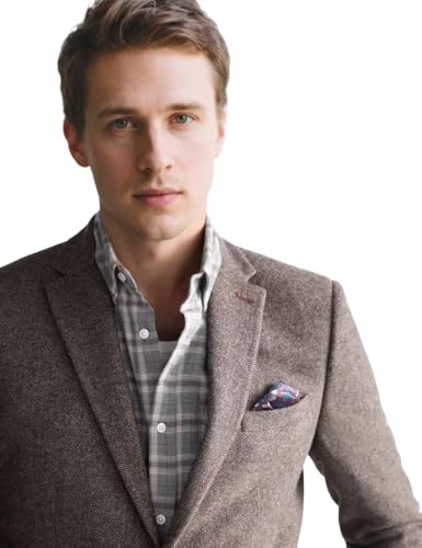 Men's Herringbone Tweed Suits 2 Piece Wedding Business Casual Suit Tuxedo Jacket Pants3