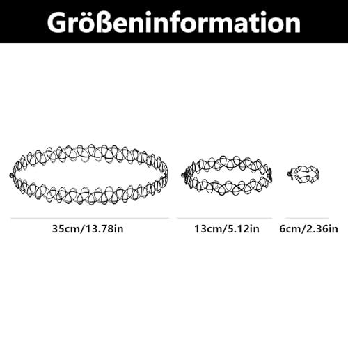 SSHUIKKAI Choker Kette Damen, Tattoo Kette, Joker Kette, Tattoo Halskette, Choker Schwarz, Halsketten-Set, 90er 95er Jahre Schmuckzubehör für Frauen Teenager Mädchen Jungen(Schwarz)