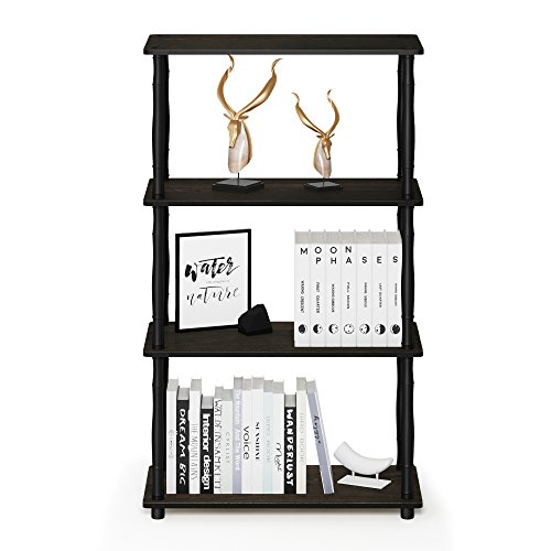 Image of Furinno Turn-N-Tube 4-Tier Multipurpose Shelf Display Rack, Classic Tubes, Espresso /Black