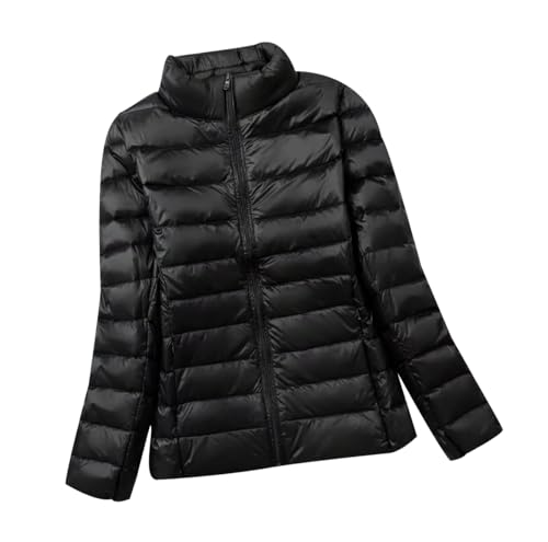 Plumífero Ultraligero Mujer Chaqueta Plumas Ligeros Abrigo Puffer Down Jacket Cazadora Negro S