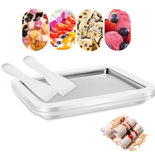 KOLENSA Ice Cream Sorbet Maker Frozen Yogurt Machine, Instant Cold Roller Pan Plate with 2 spatulas, Home Made Soft Ice Cream Milkshake Gelato Fruit Smoothie