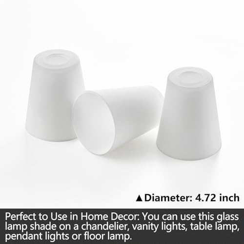 Image of Fixture Replacement Frosted Glass Shade, E26 Base with 1-5 /8 inch Fitter, 3-pack Cone Replacement White Shades for Pendant Light, Wall Sconce, Vanity Light, Table Lamp