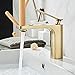 Modern Single Handle Bathroom Basin Vanity Sink Faucet - Brushed Nickel Gold Finish Lavatory