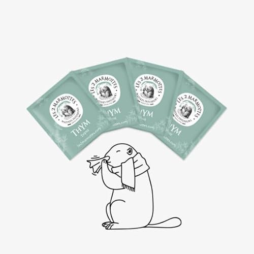 Les 2 Marmottes - Pack de infusión "Thymspirer" - 4 x 30 bolsas de tomillo - Fabricado en Francia - Sin sabores adicionales