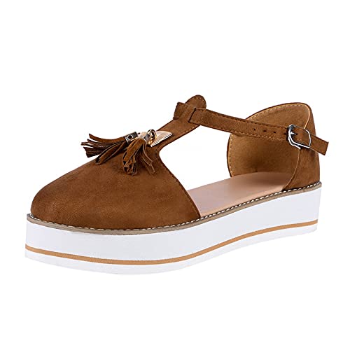 Sandales pour femmes plateforme d'été compensées bout rond chaussures de marche