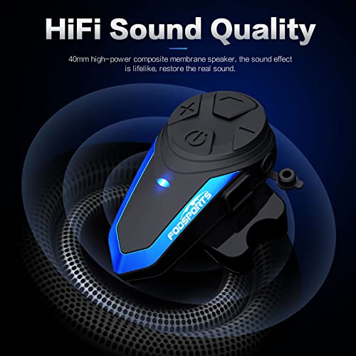 Fodsports Motorcycle Intercom Systems BT-S3 Motorbike Helmet Bluetooth Headset FM Radio Waterproof Intercom Headset for Helmet, Intercom Speaker With New Type C Socket (1 Packs of Hard Headphone)